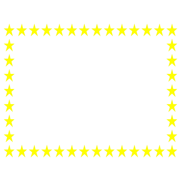 a black and white frame with five stars