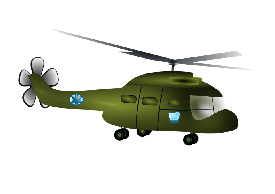 a green helicopter on a white background