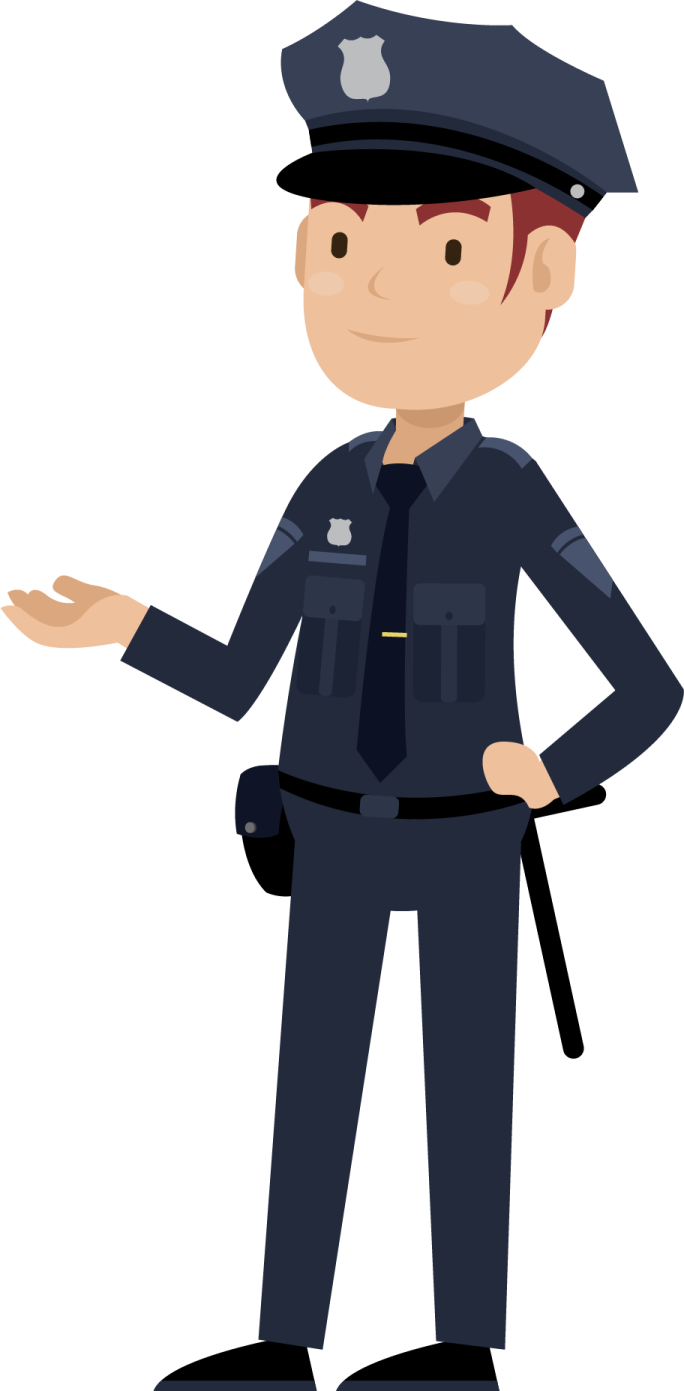 a police officer with his hands out
