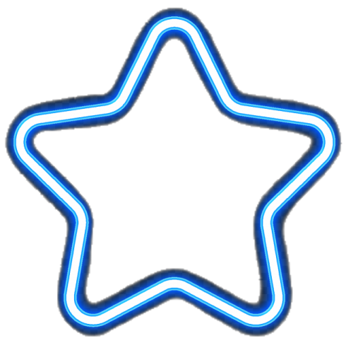 a blue neon star on a white background