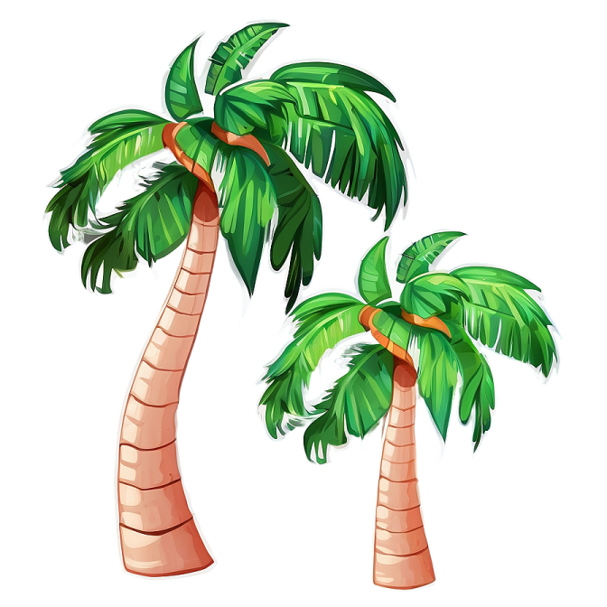 two palm trees on a white background