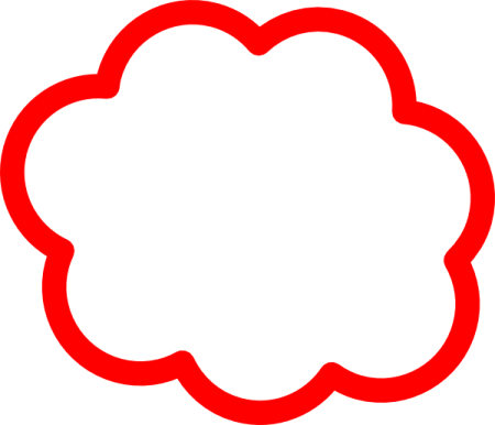 a red cloud with a white background