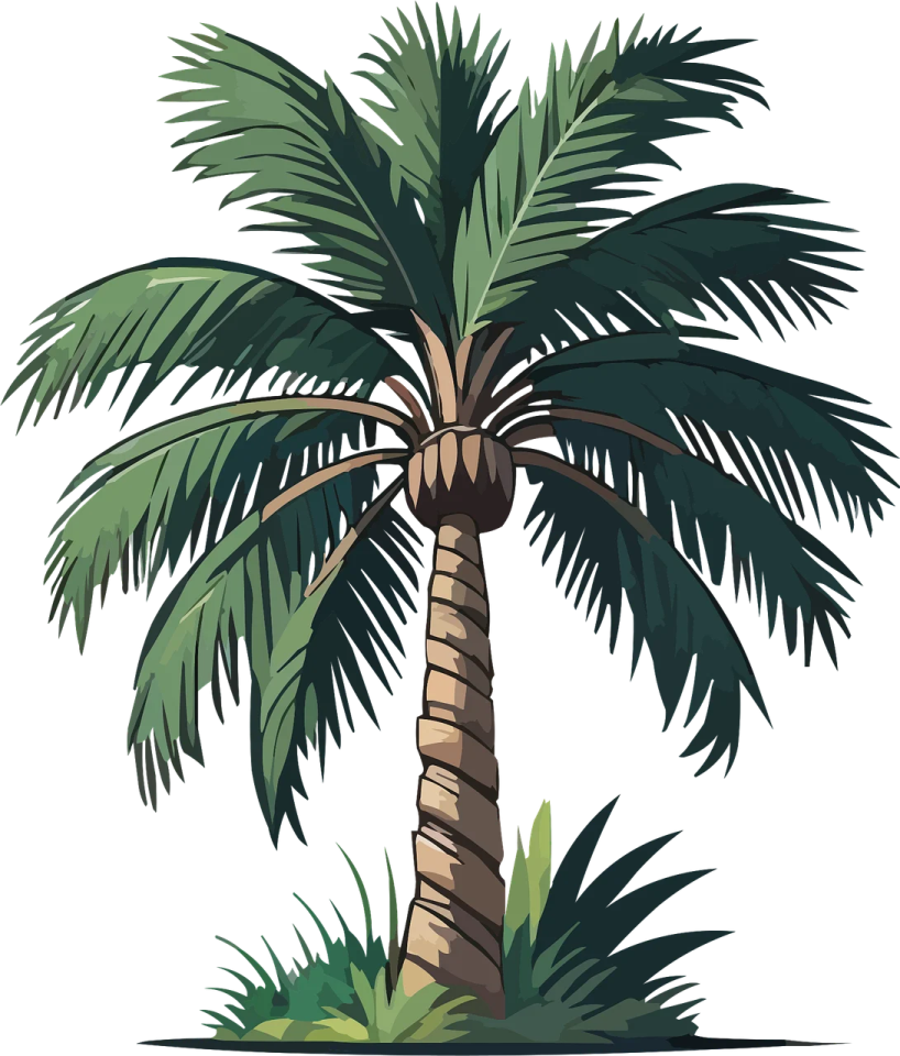 a palm tree on a white background