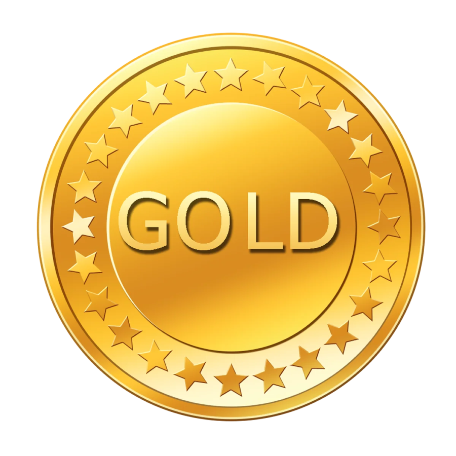 a gold medal with the word gold on it