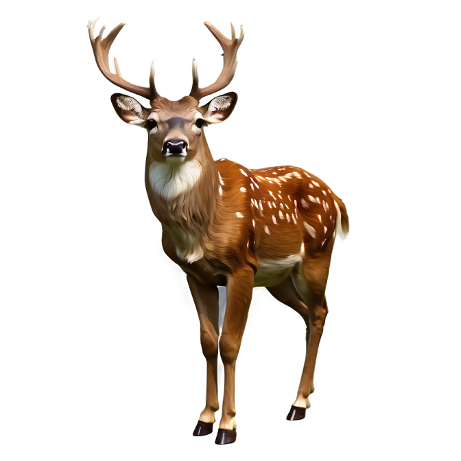 a deer standing in front of a white background