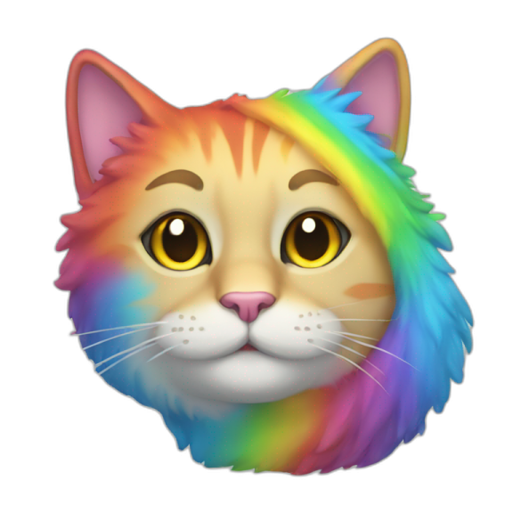 a cat with a rainbow colored mane on its head