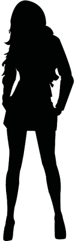a silhouette of a woman wearing a hat