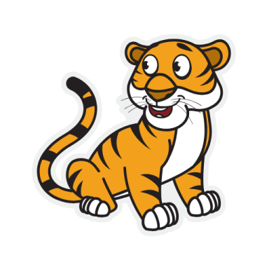 a cartoon tiger sitting on the ground