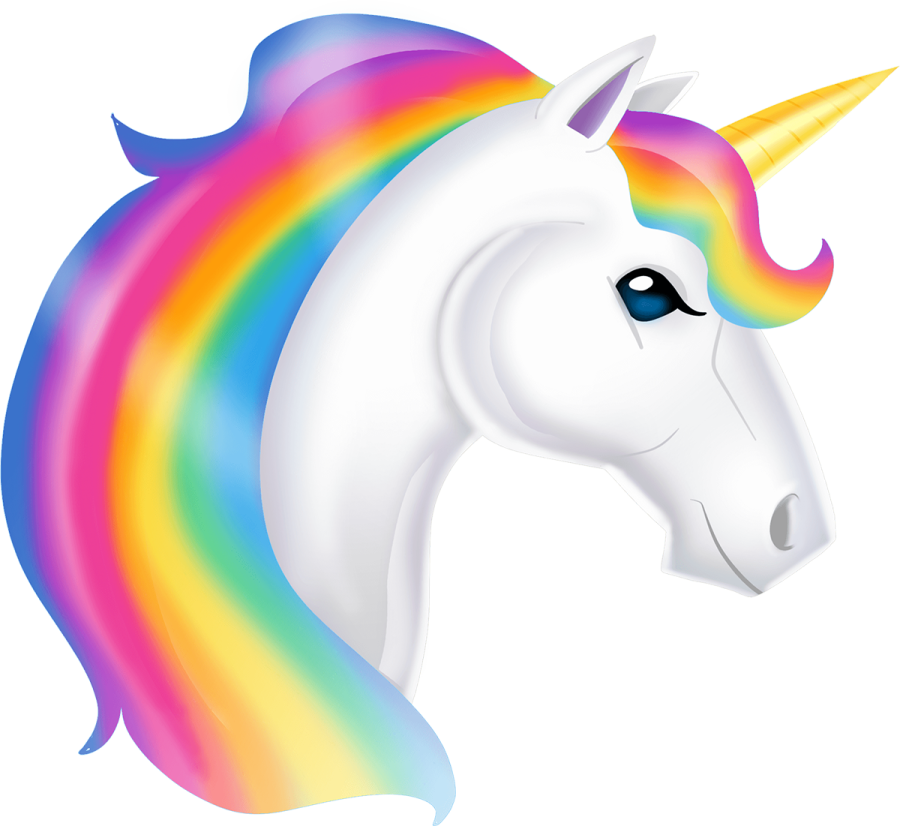 a white unicorn with a rainbow mane
