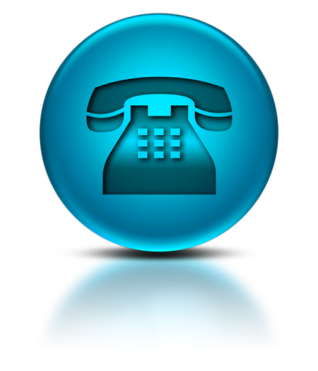 a blue phone icon on a white background