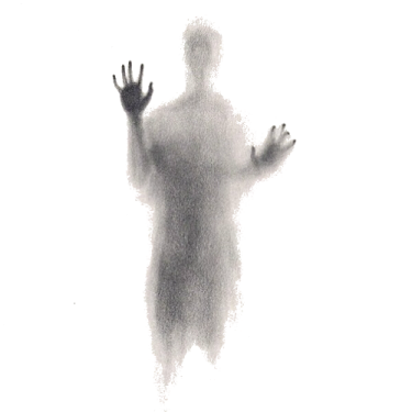 a drawing of a person standing in the fog