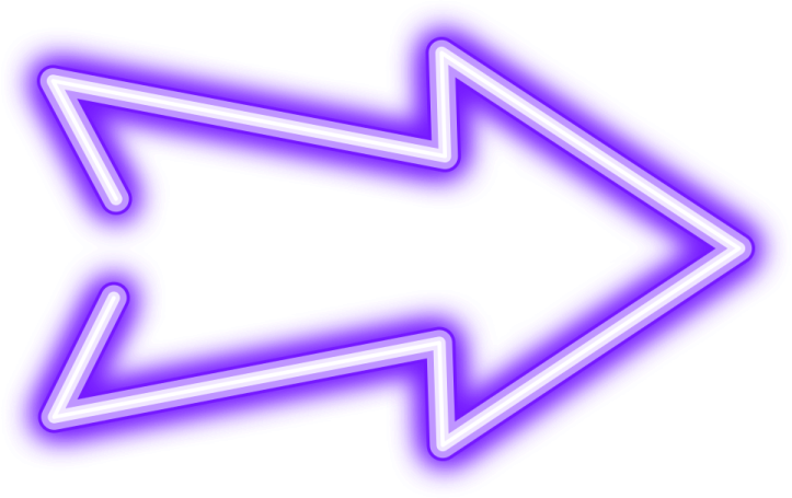 a purple neon arrow icon on a white background