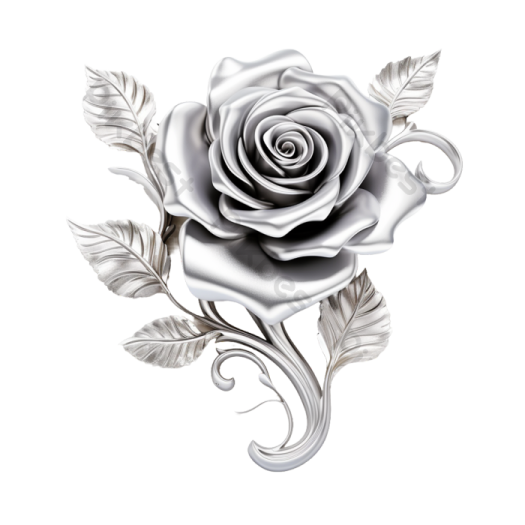 a white rose with leaves on it