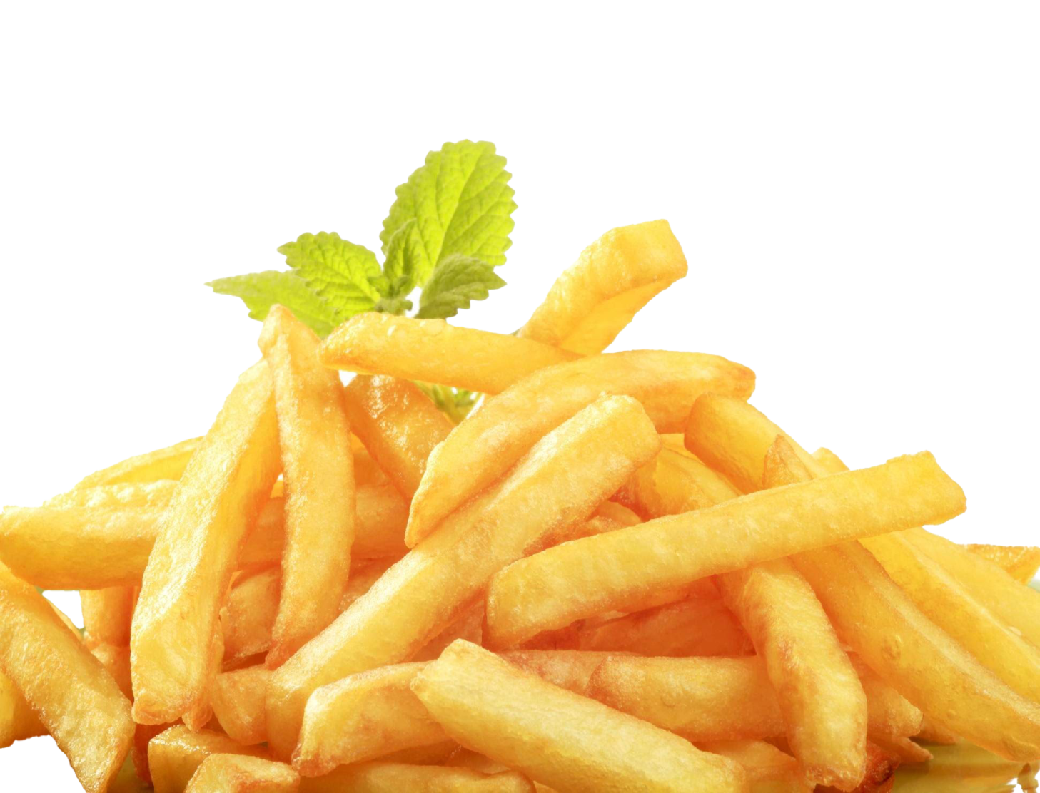 a pile of french fries on a white background