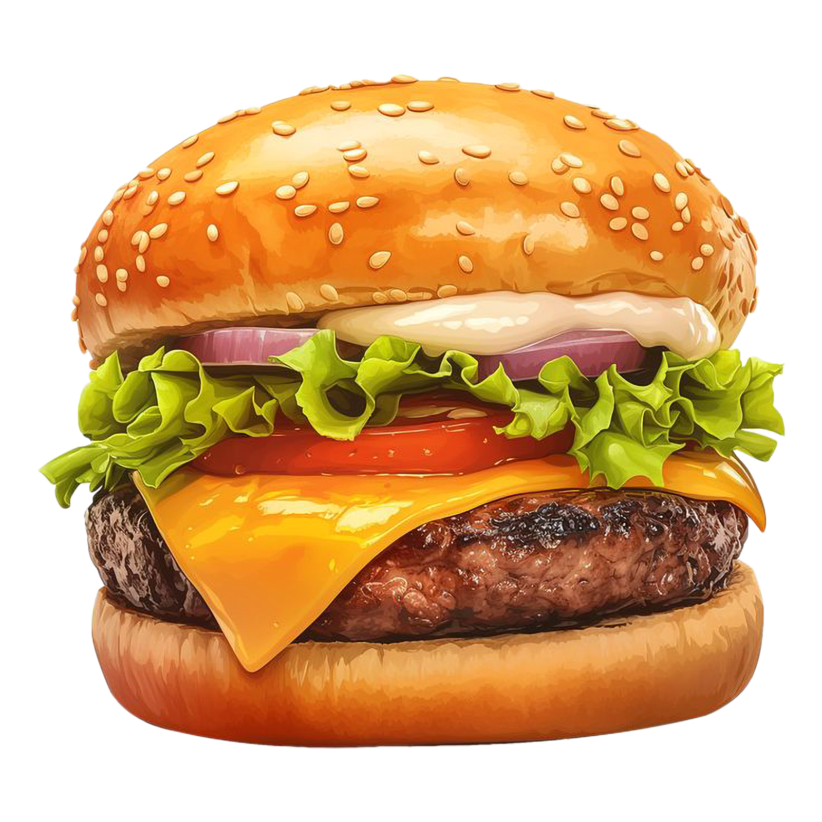 a hamburger on a white background