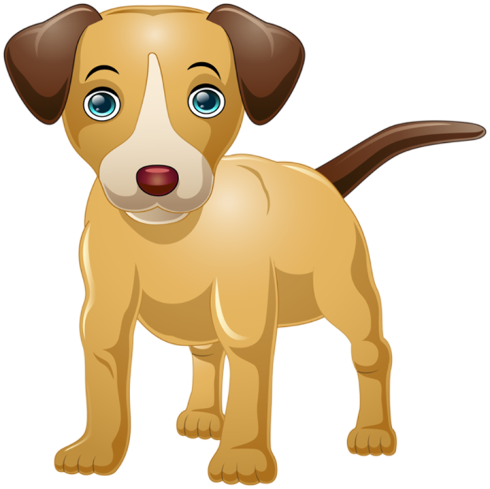 a cartoon dog with blue eyes