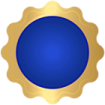 an image of a blue and gold medal