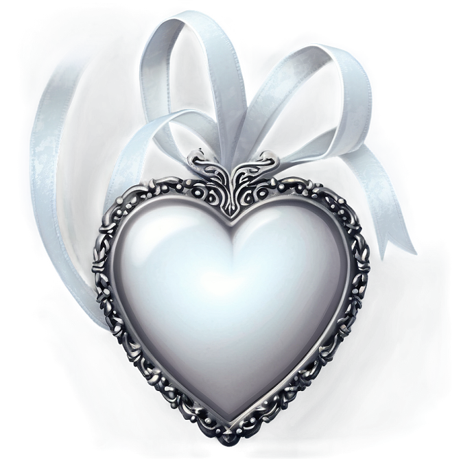 a silver heart with a bow and ribbon