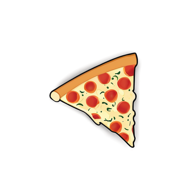 a slice of pizza on a white background
