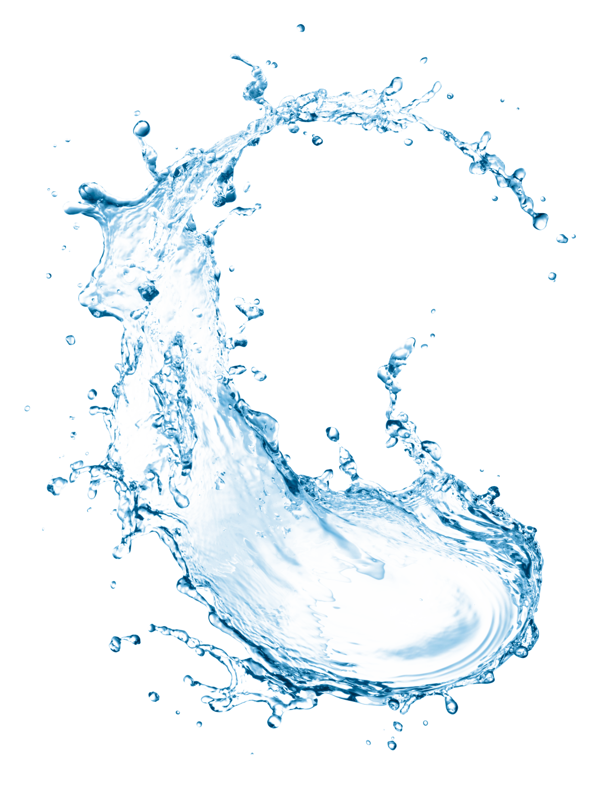 a blue water splash on a white background