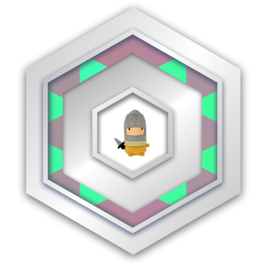 a white hexagon with a gray hat on top of it
