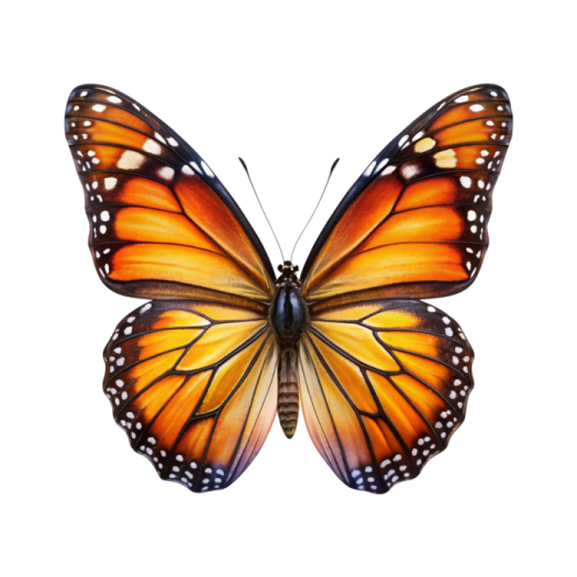 a monarch butterfly on a white background
