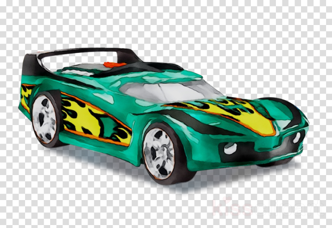 a green toy car with flames on it