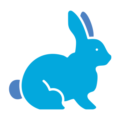 a blue rabbit silhouetted on a white background