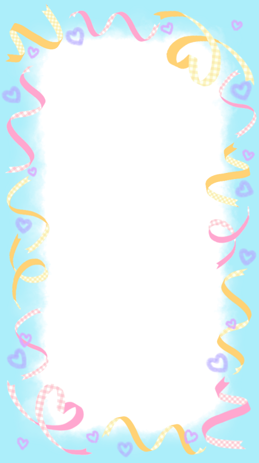 a frame with ribbons and ribbons on a blue background
