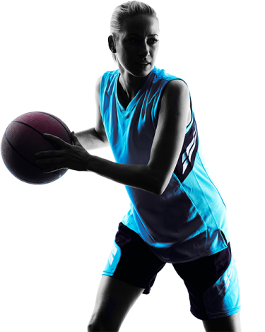 a woman holding a basketball ball in her hands