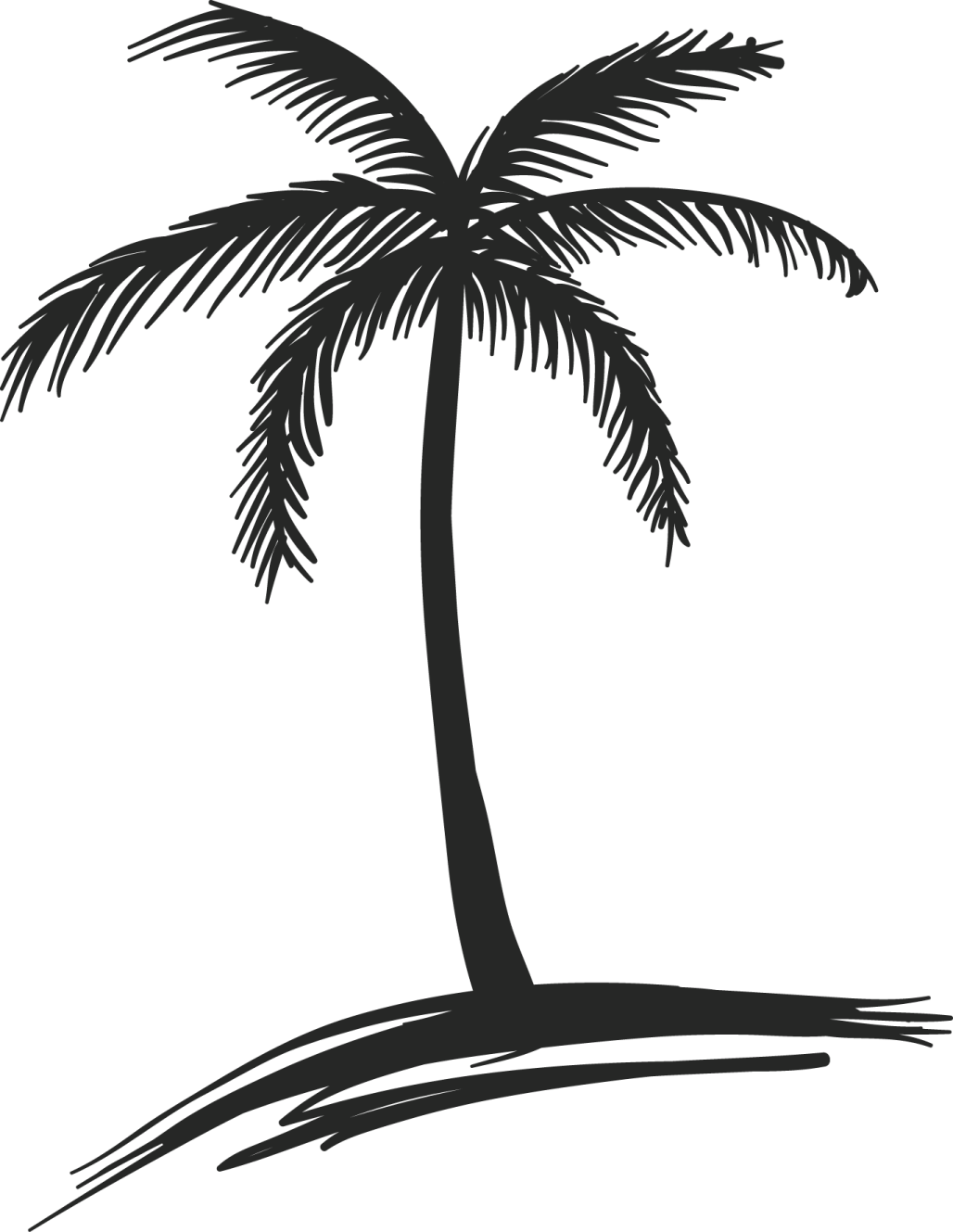 a black and white silhouette of a palm tree