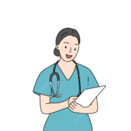 a woman in scrubs holding a clipboard