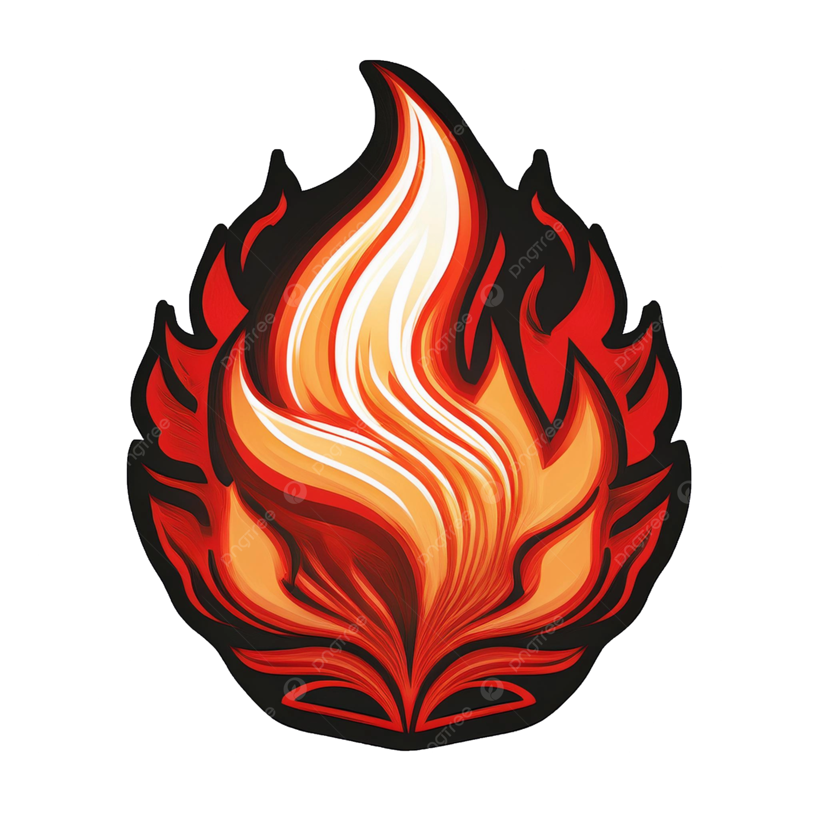 a fire flame on a white background