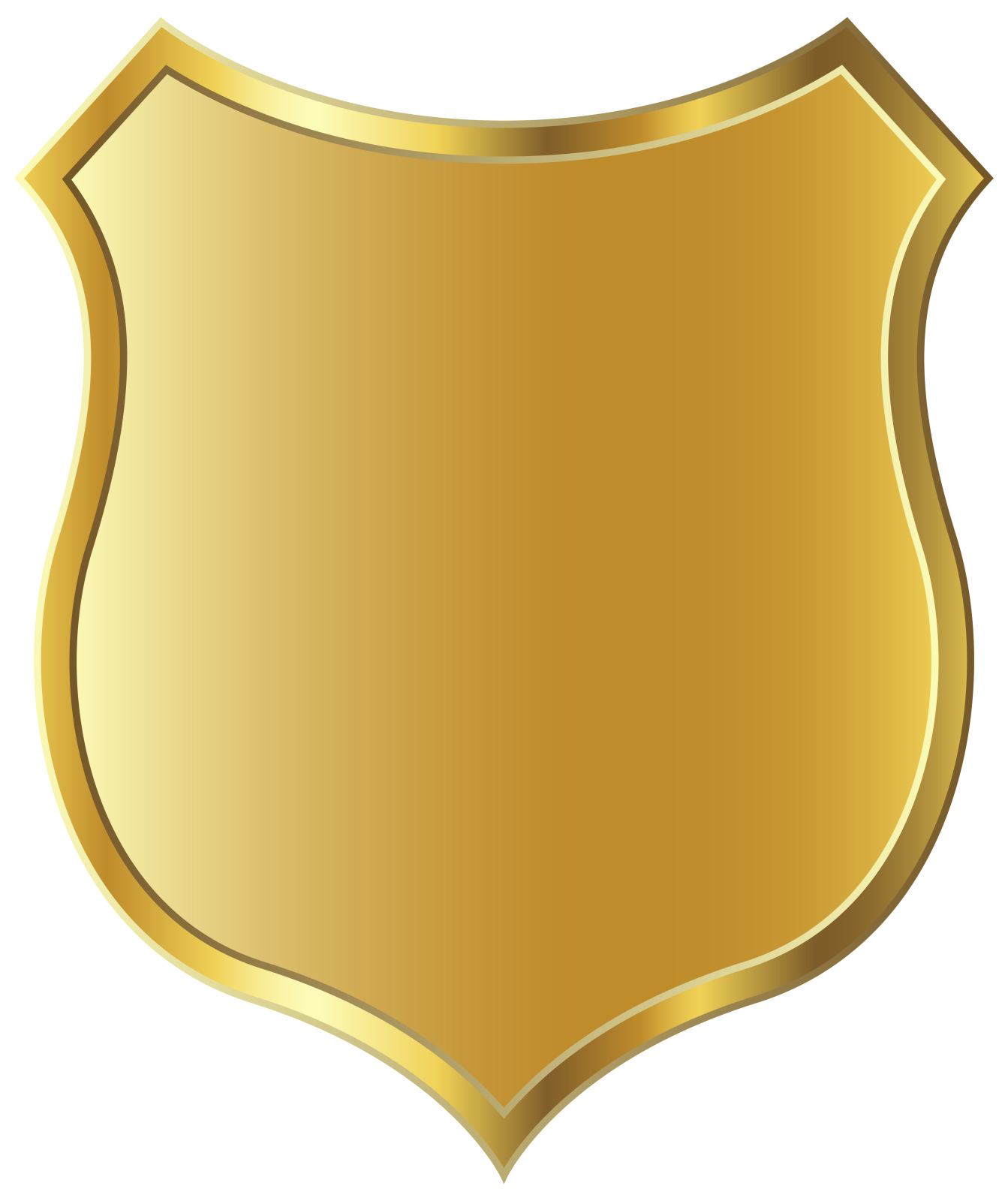 a gold shield with a white background