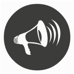 a black and white icon of a megaphone