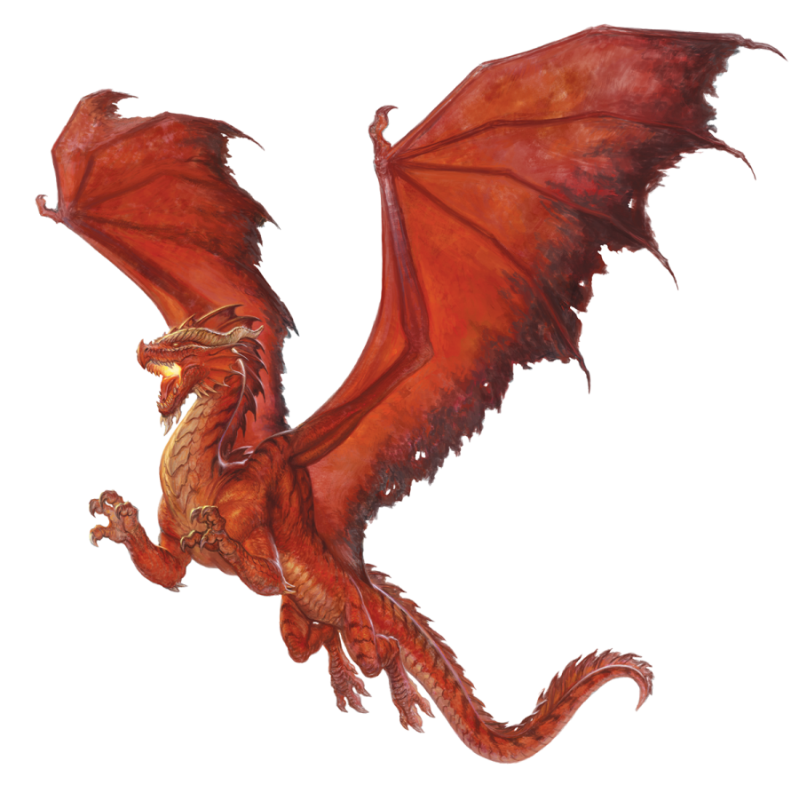 a red dragon flying in the air
