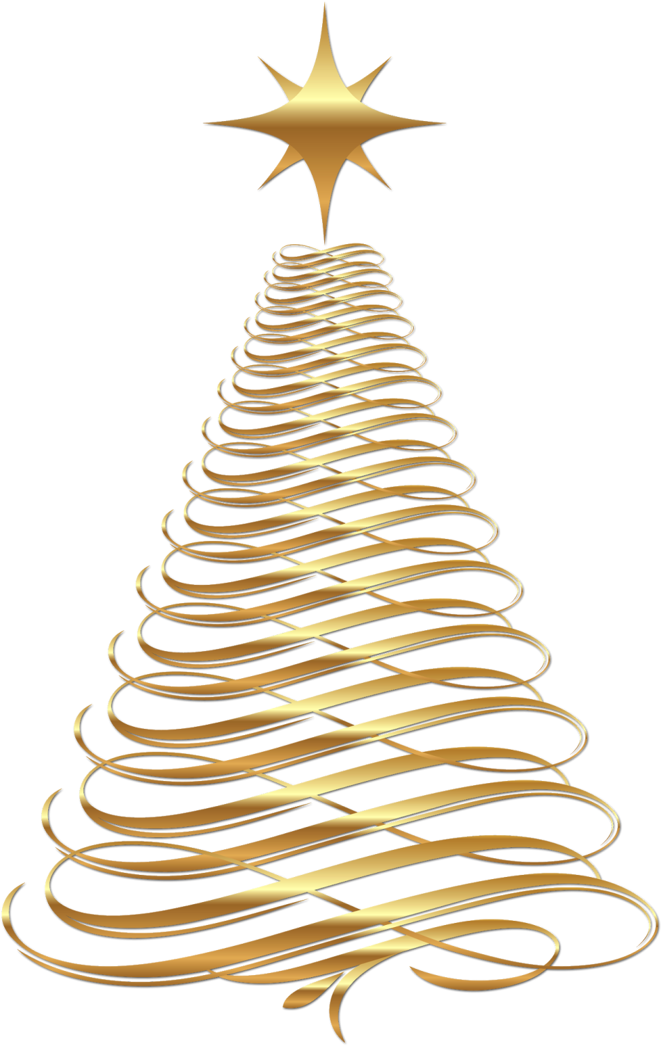 a gold christmas tree with a star
