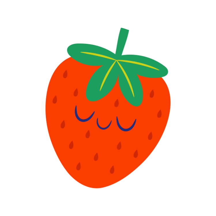 an orange strawberry with a green leaf on top