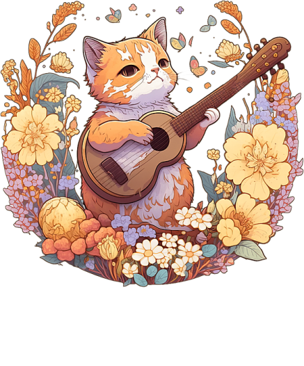 a fox playing the guitar surrounded by flowers