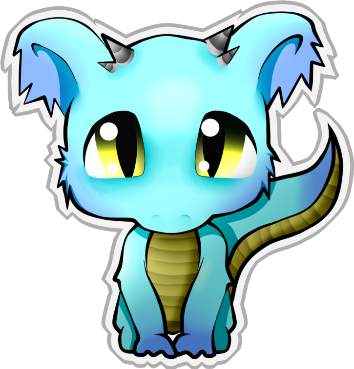 a drawing of a blue dragon with yellow eyes