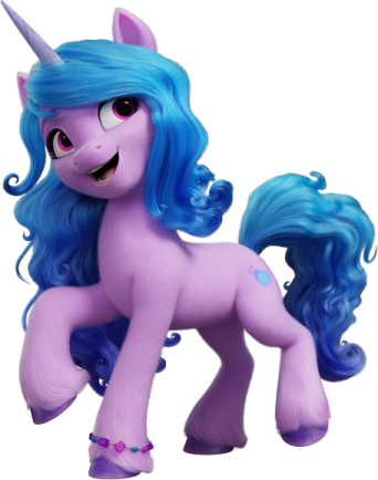 a purple pony with blue hair and pink eyes