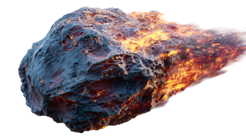 a large rock with fire coming out of it