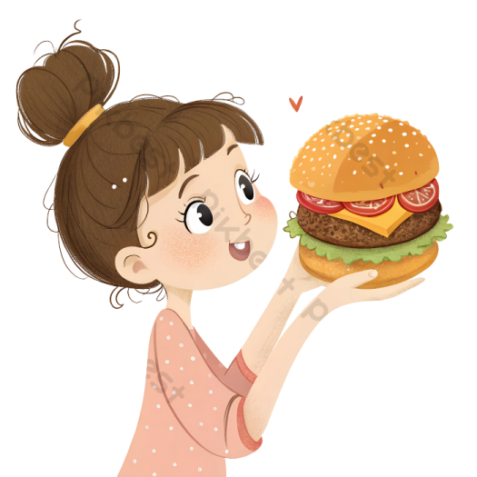 a girl eating a hamburger