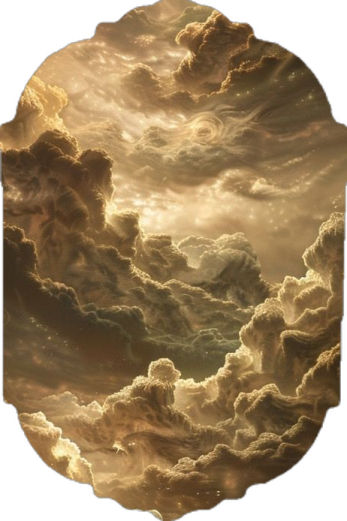 a painting of clouds in the sky
