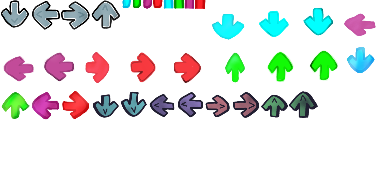 a white background with many different colored arrows