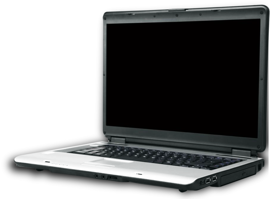 a laptop computer with a black screen