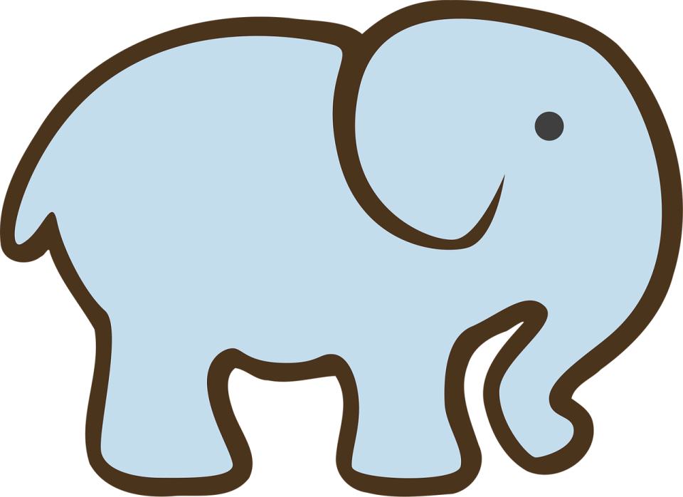 a blue elephant with brown ears