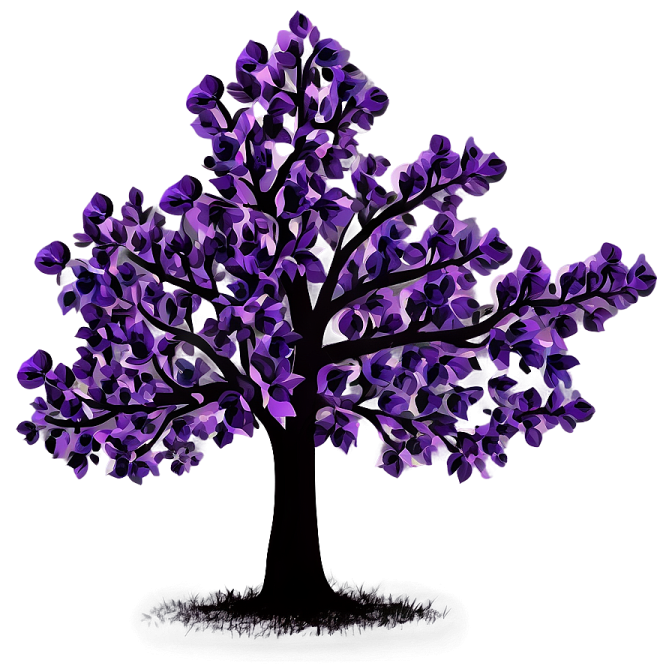 a purple tree with leaves on it