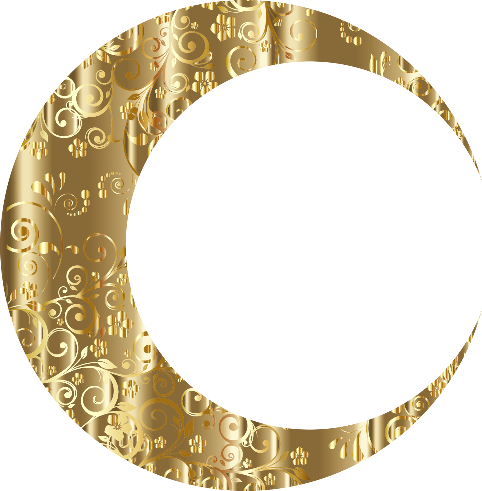 a gold crescent on a white background