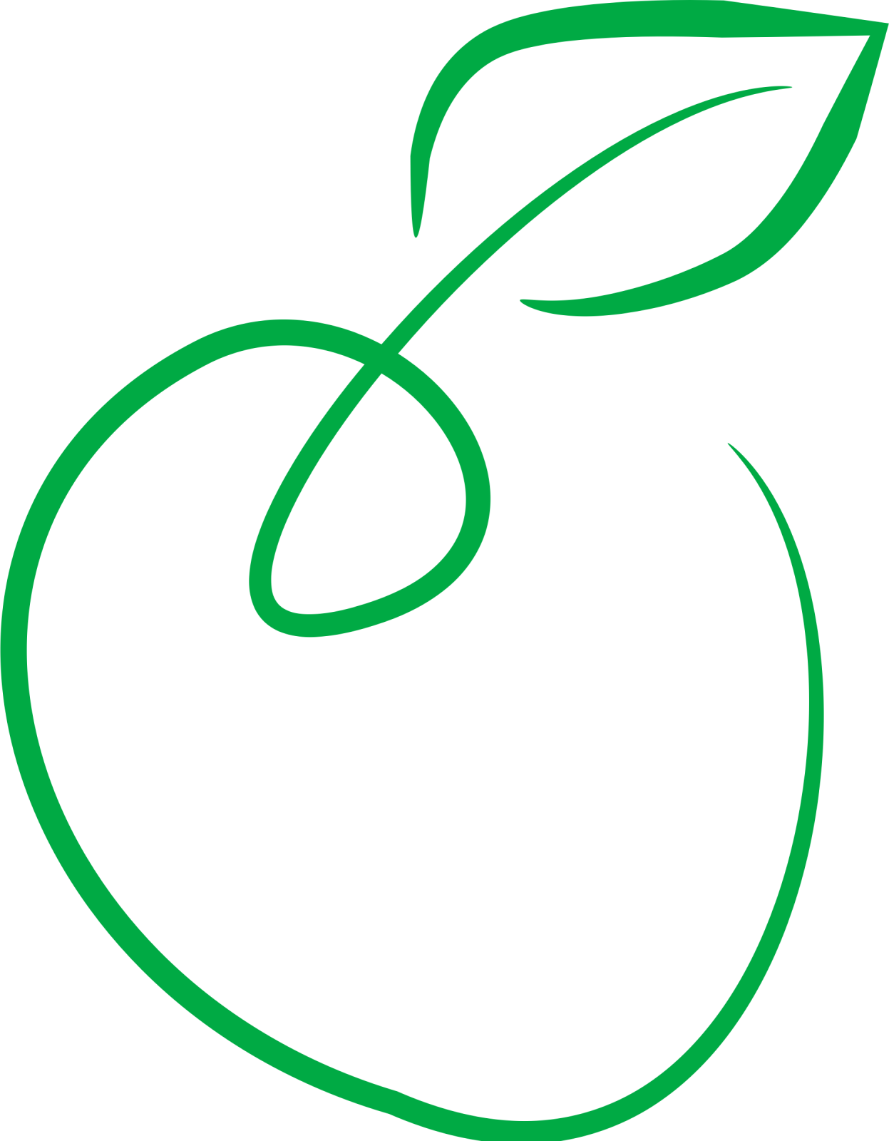 an apple with a leaf on it